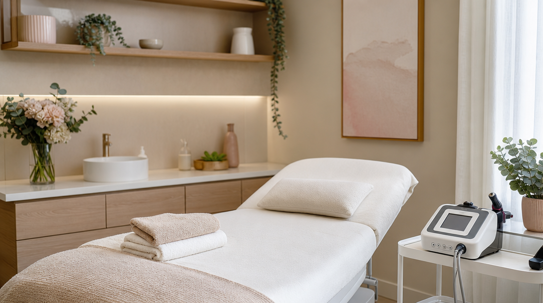 A calm, private treatment room set up for electrolysis hair removal