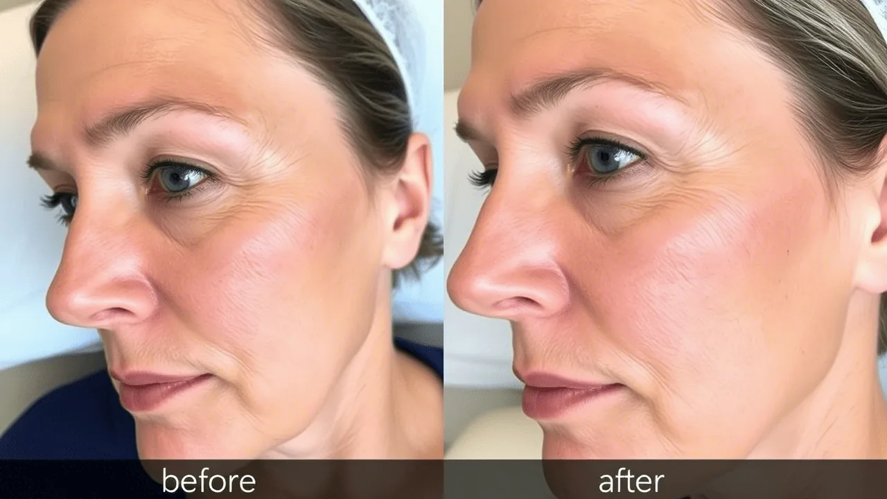Before and after Dermapen 3, side profile showing smoother skin