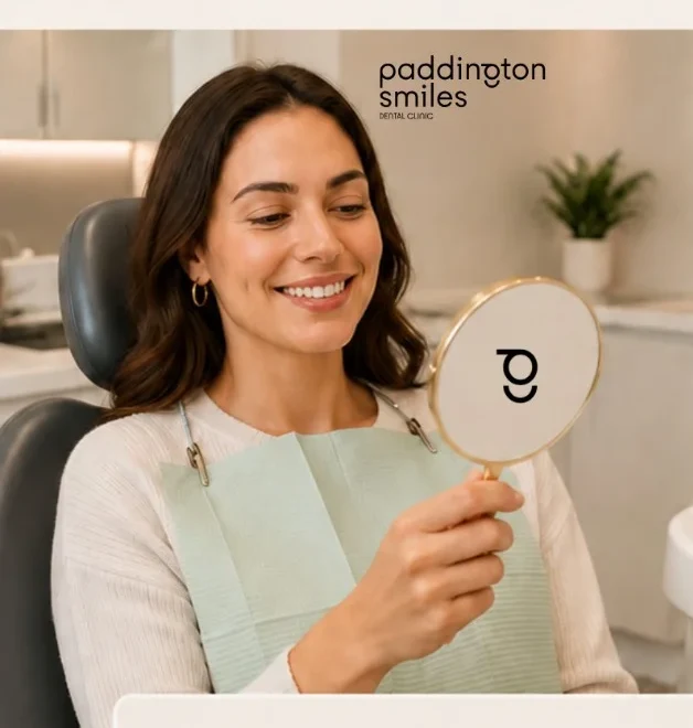 A client at Paddington Smiles dental clinic ahead of a hygiene visit and examination