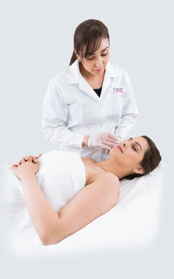 CoLaz Reading clinic clinician with a calm patient after a dermal filler appointment