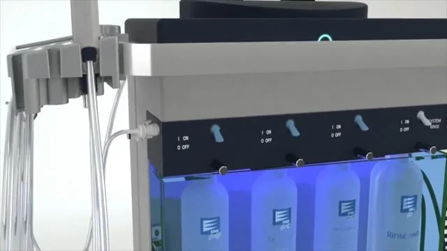 Macro detail of the Hydrafacial machine and serum bottles at CoLaz