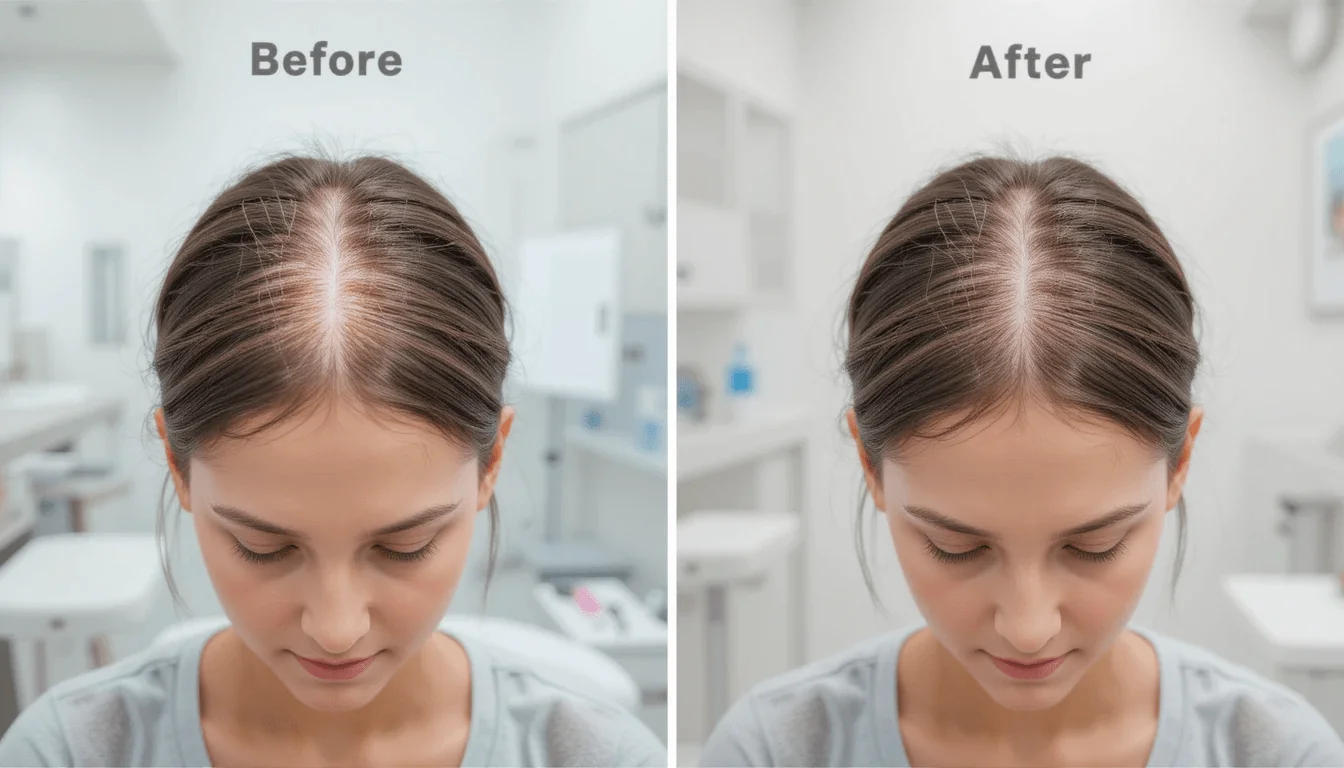 Patient post-Meso HairMax scalp session at CoLaz with calm, freshly treated scalp