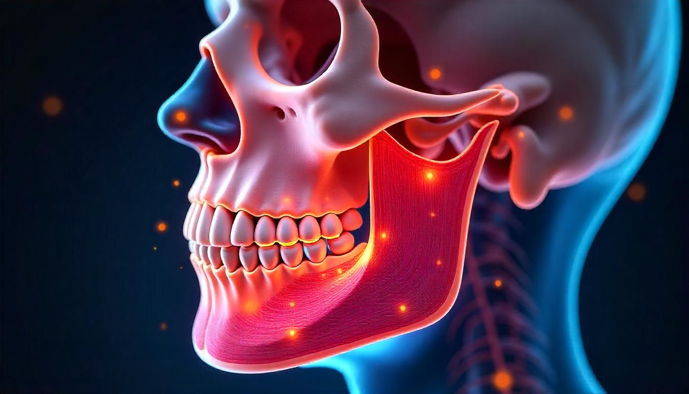 Woman feeling jaw pain relief after PRP therapy