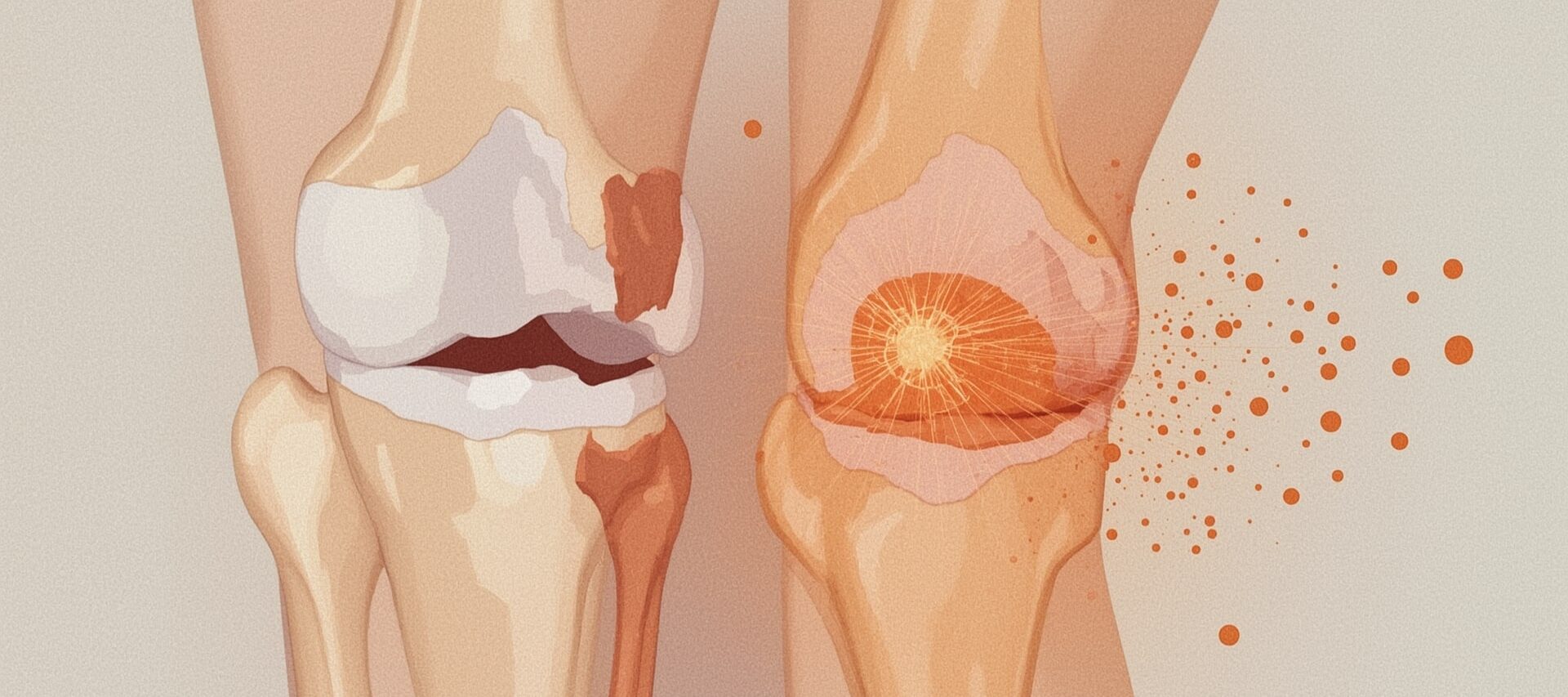 PRP therapy comparison of torn meniscus versus healed knee joint illustration