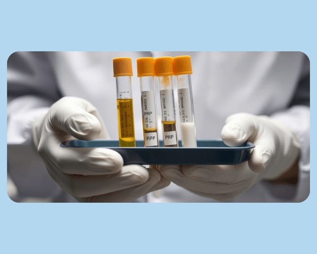 Medical professional comparing PRP and PRF samples in test tubes