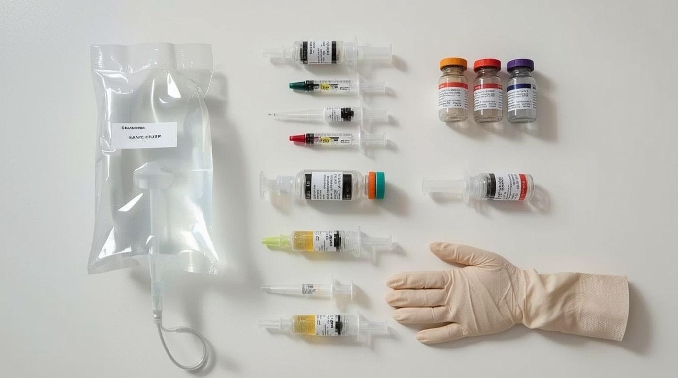 Patient relaxing in a chair with an IV line after therapy in a wellness suite.