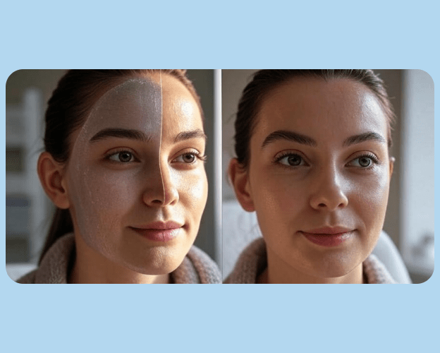 Before & after skincare hydrafacial treatment result