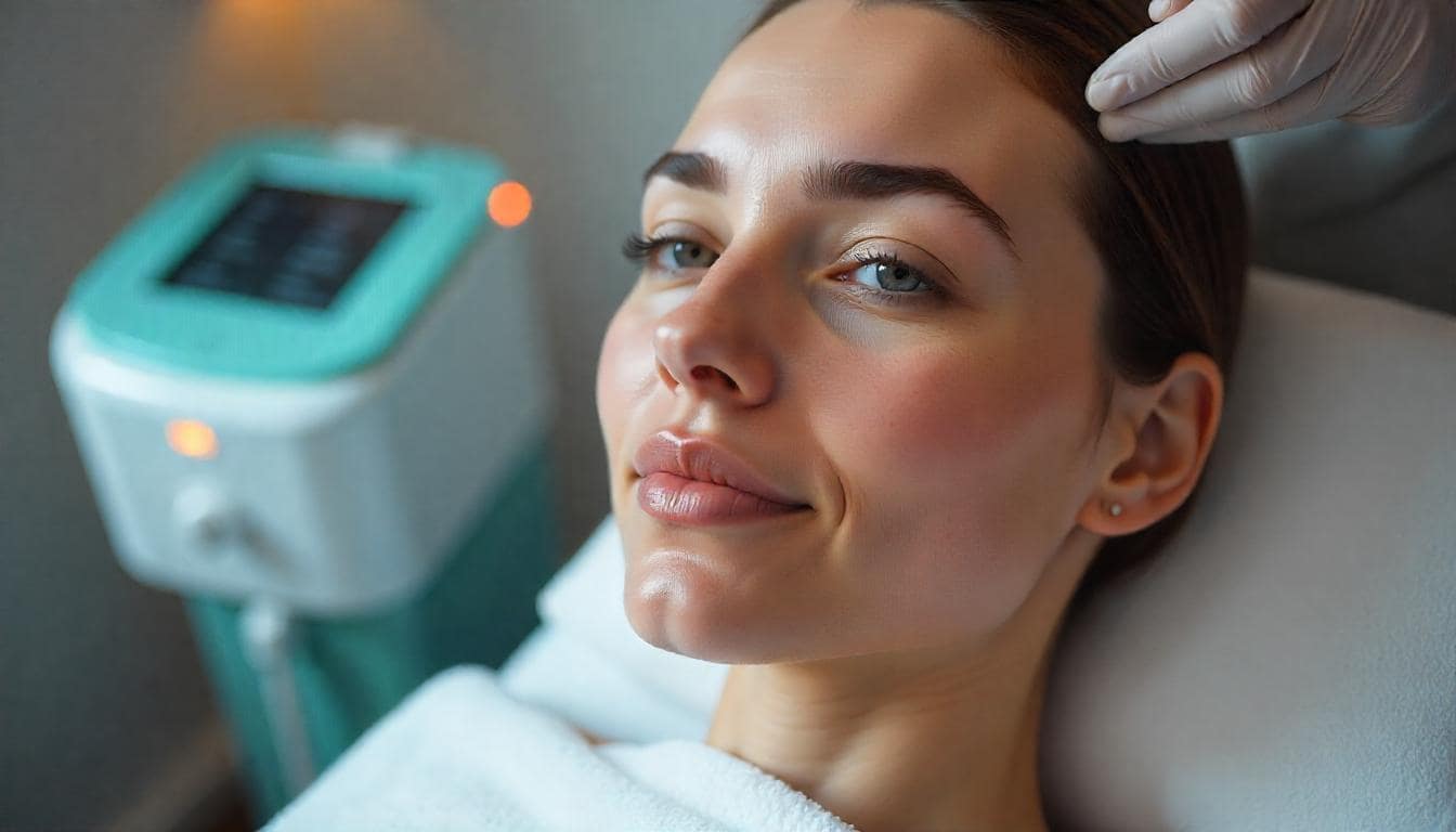 Facial treatment result with glowing skin after skincare