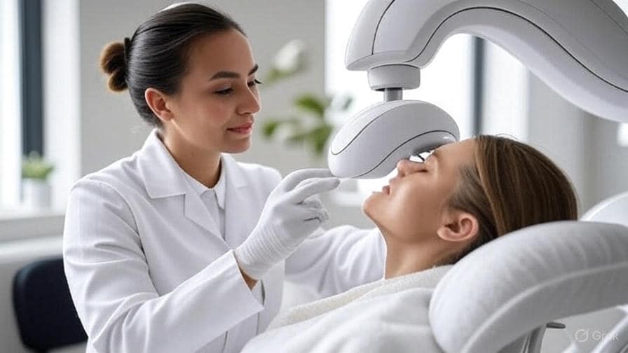 Facial treatment with HydraFacial machine for acne and dark spots