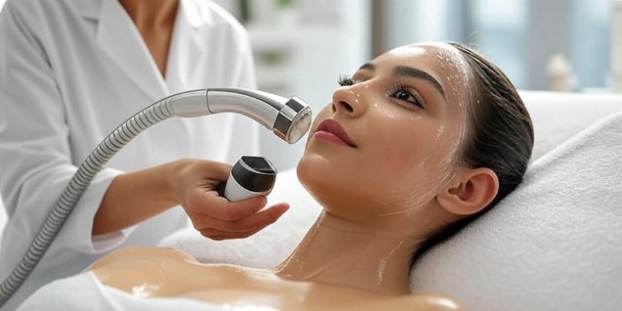 Hydrafacial treatment with Hydrafacial machine in clinic