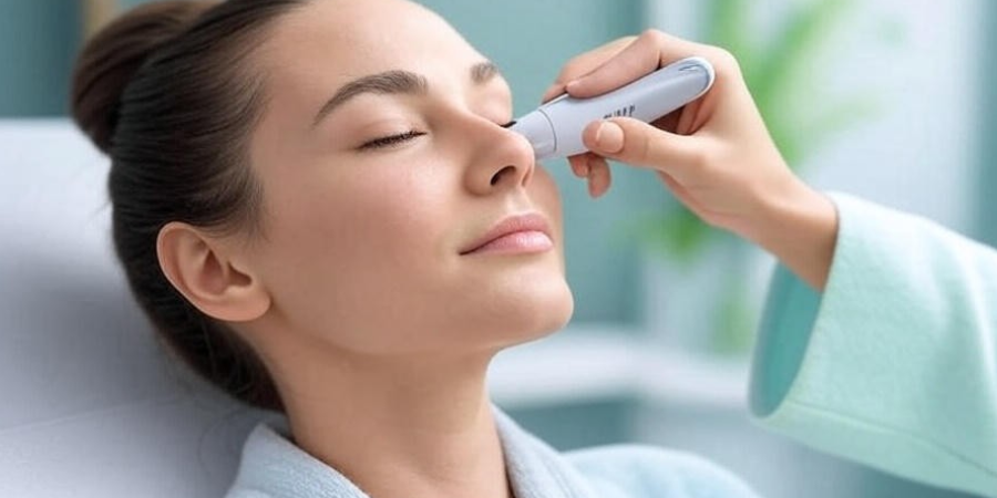 Skin pen micro skin needling to tighten skin neck