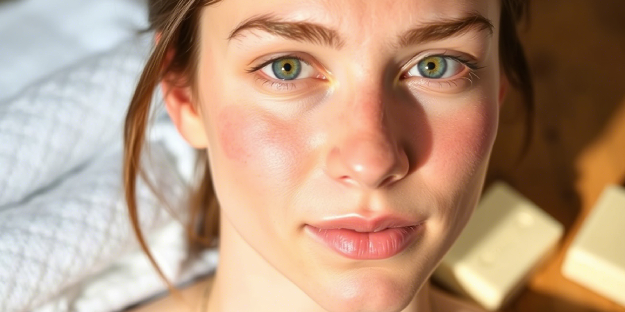 Tinea faciei on face, fungal infection with rash symptoms