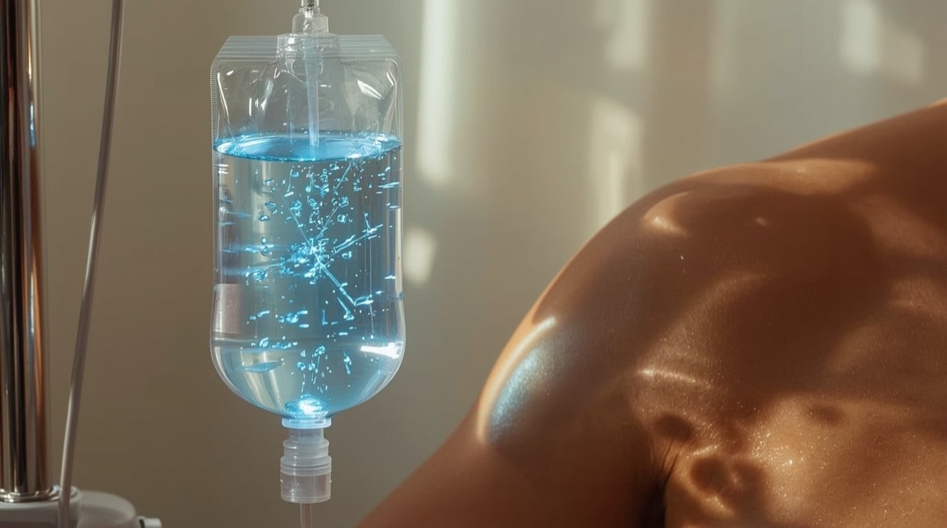 Close-up of IV vitamin drip used for skin and energy