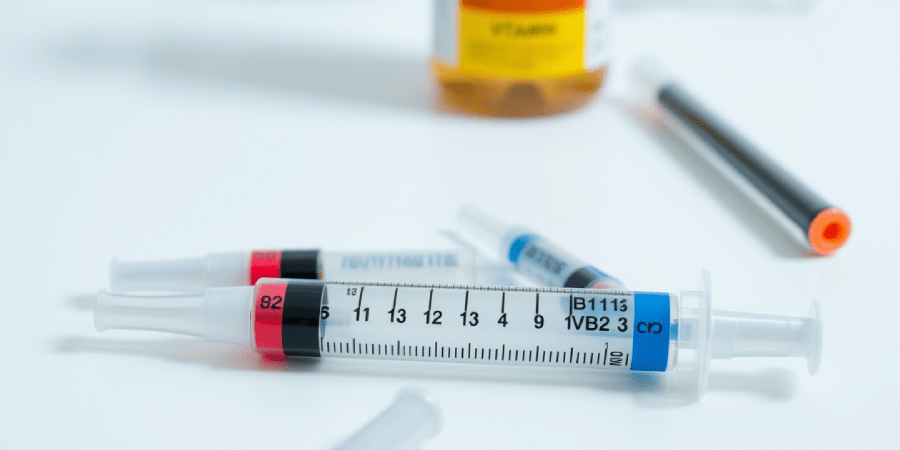 Side-by-side syringes comparing Lipo B12 and B12