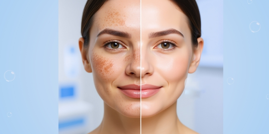 Cosmelan Peel for freckles before and after