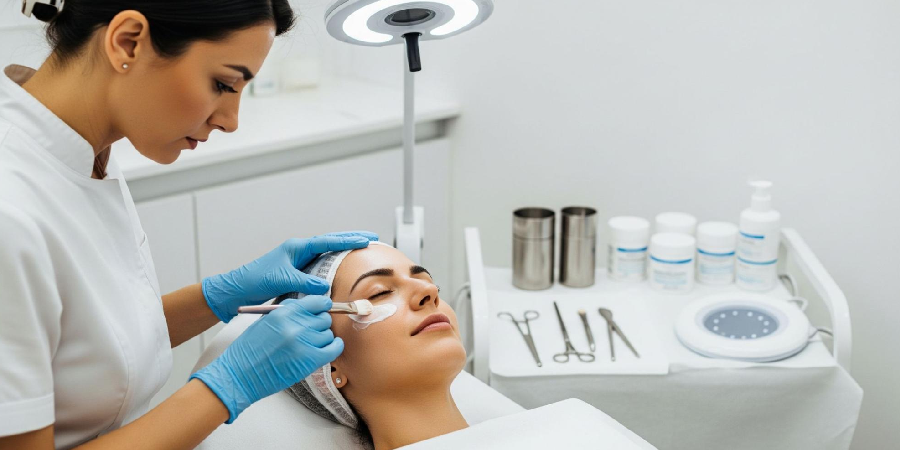 Professional Cosmelan Peel treatment at clinic