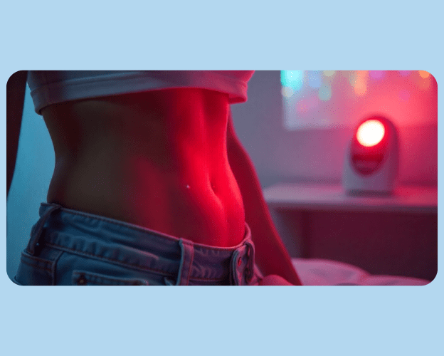 Red LED light device targeting thigh fat loss