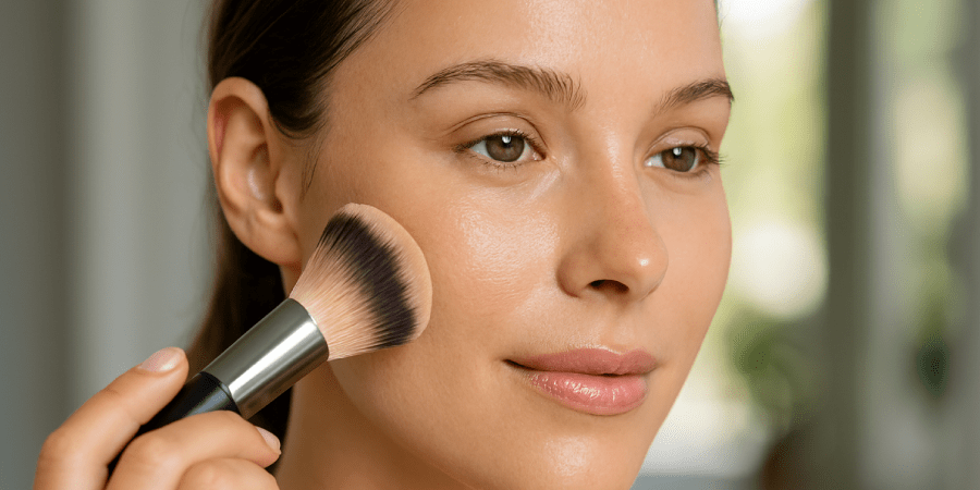 Woman applying makeup post Cosmelan