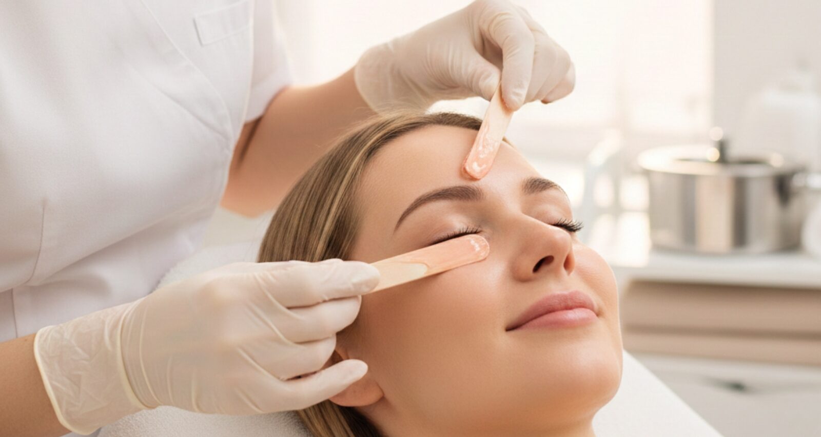 Professional facial waxing on sensitive skin
