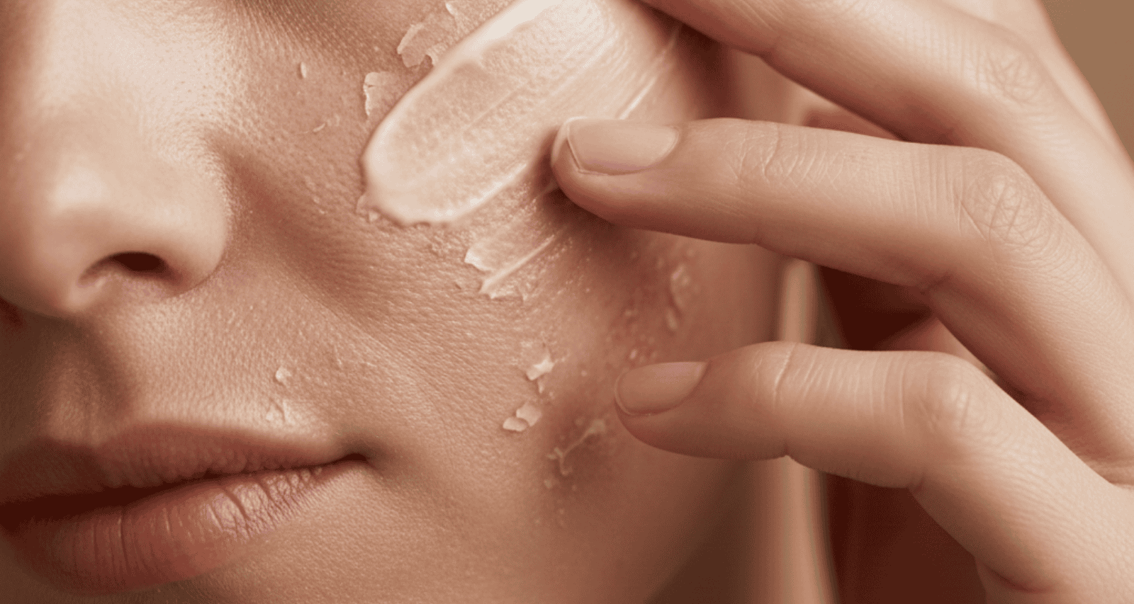 hydrating moisturizer applied to peeling facial skin