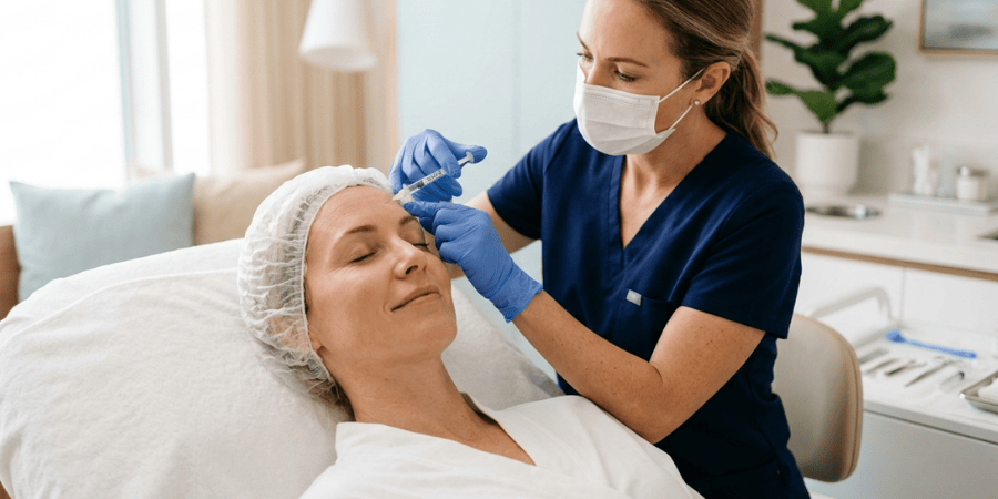 Botox injection for wrinkle prevention close-up